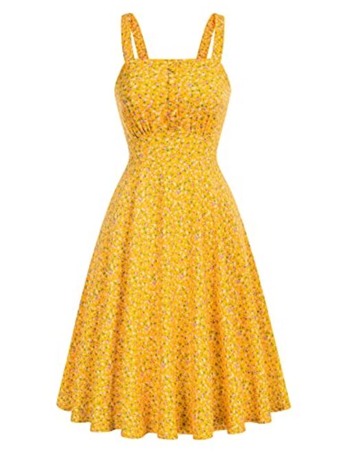 Belle Poque Homecoming 1950s Retro Vintage Sleeveless V-Neck Flared A-Line Dress BP416