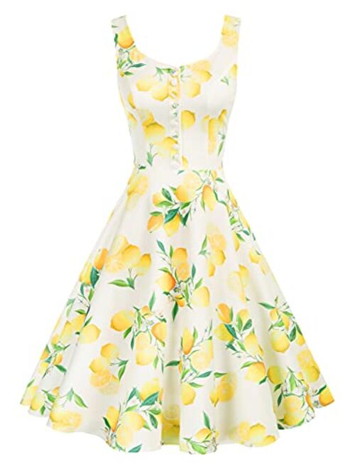 Belle Poque Homecoming 1950s Retro Vintage Sleeveless V-Neck Flared A-Line Dress BP416