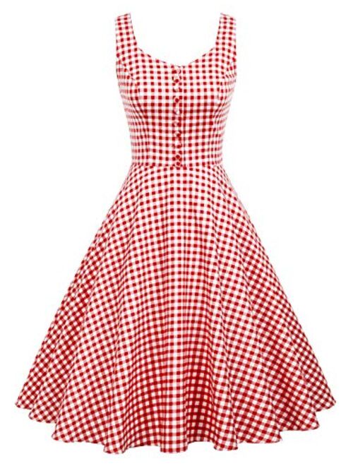 Belle Poque Homecoming 1950s Retro Vintage Sleeveless V-Neck Flared A-Line Dress BP416