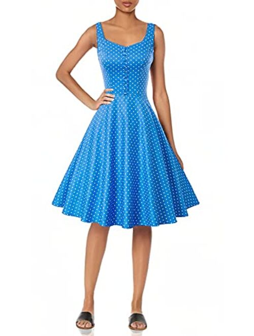 Belle Poque Homecoming 1950s Retro Vintage Sleeveless V-Neck Flared A-Line Dress BP416