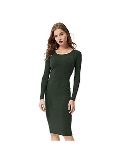 GLOSTORY Womens Long Sleeve Slim Fit Bodycon Pullover Sweater Dresses 2616