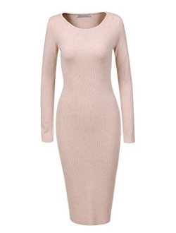 GLOSTORY Womens Long Sleeve Slim Fit Bodycon Pullover Sweater Dresses 2616