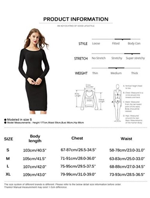 GLOSTORY Womens Long Sleeve Slim Fit Bodycon Pullover Sweater Dresses 2616