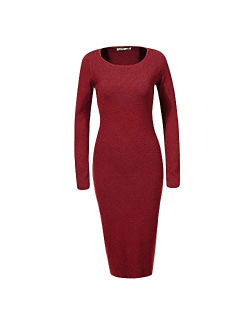 GLOSTORY Womens Long Sleeve Slim Fit Bodycon Pullover Sweater Dresses 2616