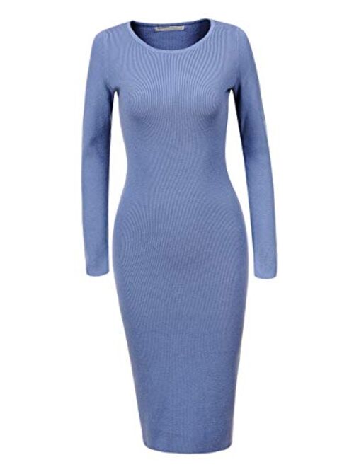 GLOSTORY Womens Long Sleeve Slim Fit Bodycon Pullover Sweater Dresses 2616