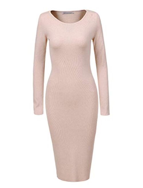 GLOSTORY Womens Long Sleeve Slim Fit Bodycon Pullover Sweater Dresses 2616