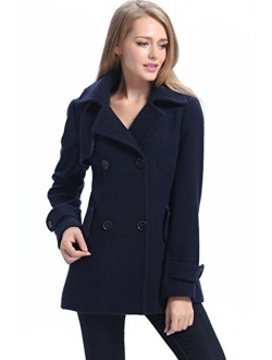 BGSD Women's Piper Wool Blend Pea Coat (Regular Plus & Short)