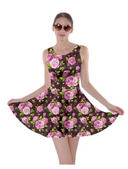 CowCow Womens Swing Dress Roses Floral Cute Valentines Day Love Hearts Skater Dress, XS-5XL