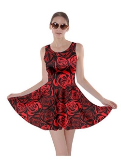 CowCow Womens Swing Dress Roses Floral Cute Valentines Day Love Hearts Skater Dress, XS-5XL