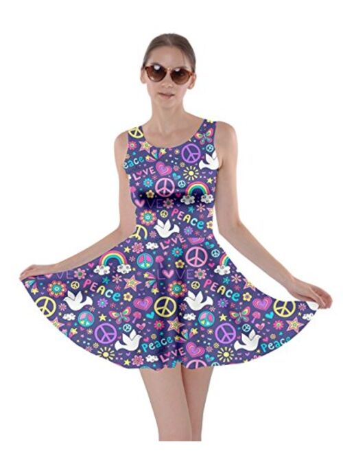 CowCow Womens Swing Dress Roses Floral Cute Valentines Day Love Hearts Skater Dress, XS-5XL