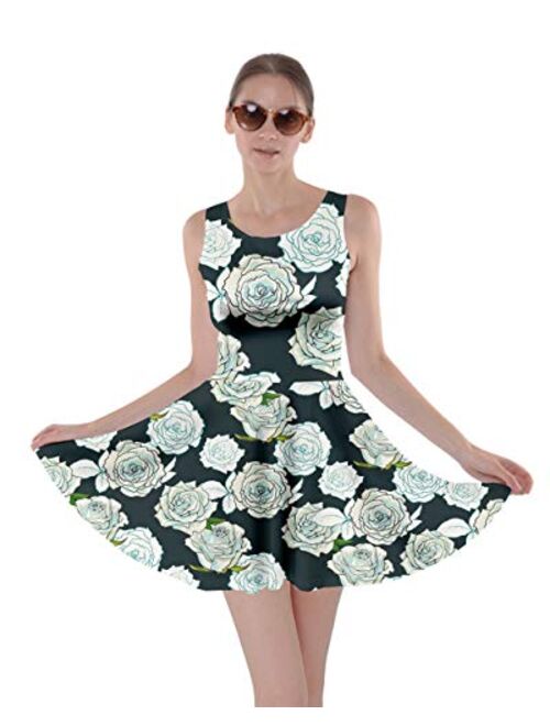 CowCow Womens Swing Dress Roses Floral Cute Valentines Day Love Hearts Skater Dress, XS-5XL