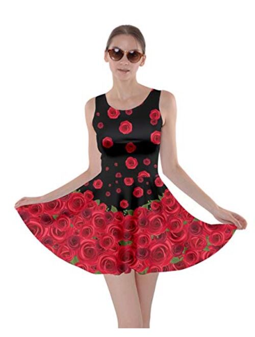 CowCow Womens Swing Dress Roses Floral Cute Valentines Day Love Hearts Skater Dress, XS-5XL