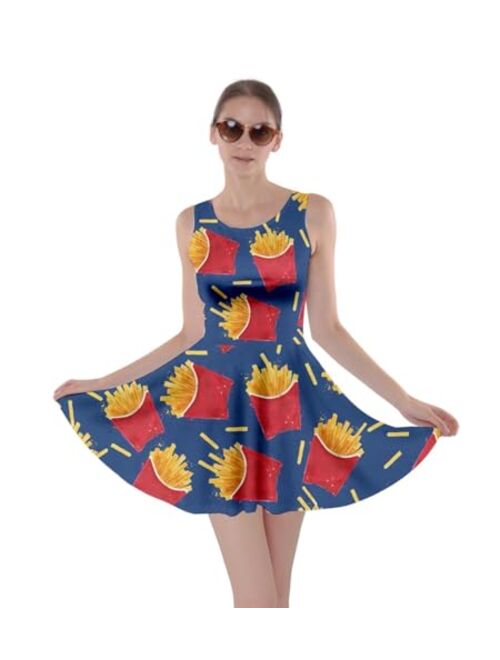 CowCow Womens Cookies Lollipop Candy Macaroon Icecream Coffee Food Dessert Skater Dress, XS-5XL