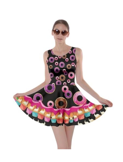 CowCow Womens Cookies Lollipop Candy Macaroon Icecream Coffee Food Dessert Skater Dress, XS-5XL