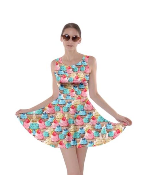 CowCow Womens Cookies Lollipop Candy Macaroon Icecream Coffee Food Dessert Skater Dress, XS-5XL