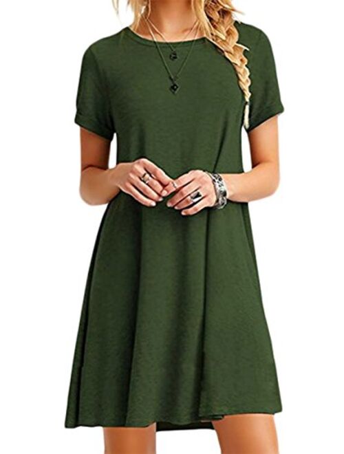 YMING Women Summer Casual T Shirt Dresses A Line Swing Simple Multicolor Mini Dress Plus Size