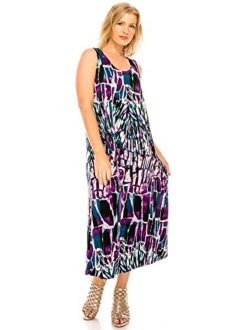 Jostar Women's Stretchy Long Tank Dress Print