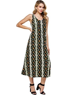 Jostar Women's Stretchy Long Tank Dress Print