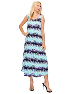 Jostar Women's Stretchy Long Tank Dress Print