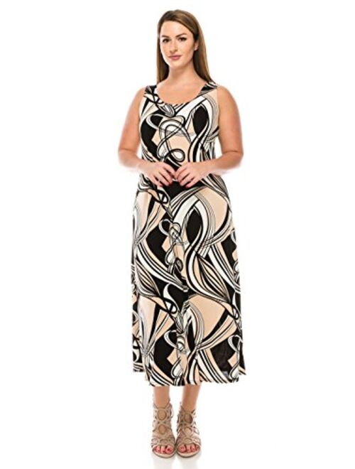 Jostar Women's Stretchy Long Tank Dress Print