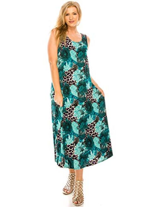 Jostar Women's Stretchy Long Tank Dress Print