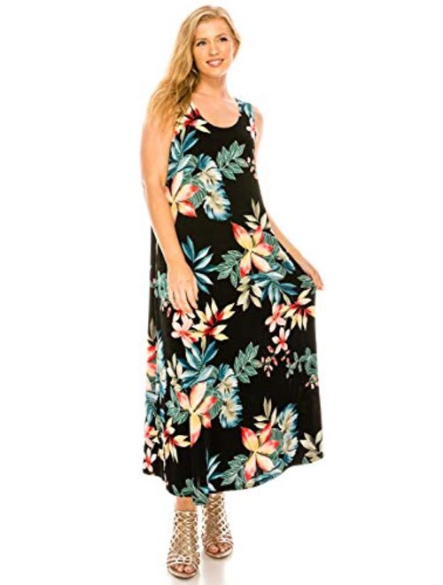 Jostar Women's Stretchy Long Tank Dress Print