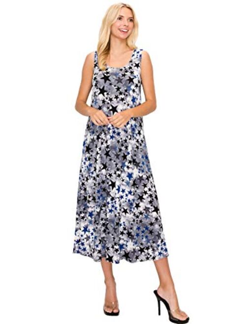 Jostar Women's Stretchy Long Tank Dress Print