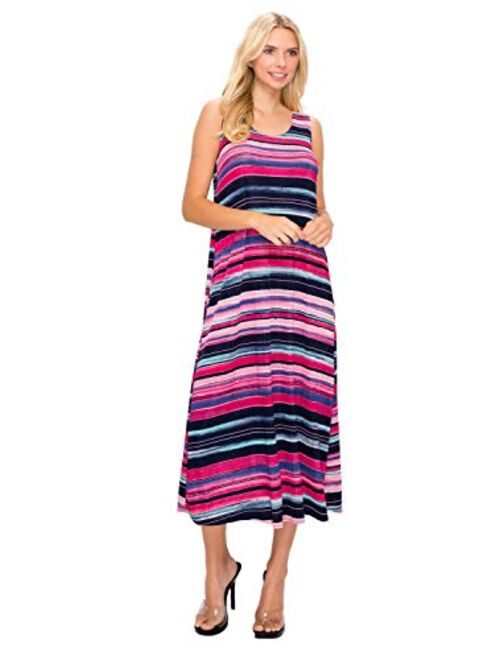 Jostar Women's Stretchy Long Tank Dress Print