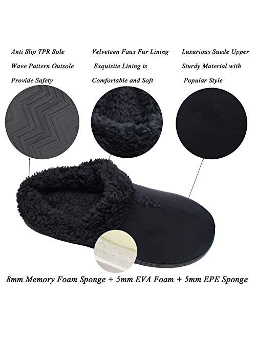 ofoot Women's Warm Clog Slippers,Memory Foam Indoor Outdoor Hard Bottom Rubber Soles Slippers with Back for Women