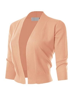 MAYSIX APPAREL 3/4 Sleeve Solid Open Bolero Cropped Cardigan for Women (S-3XL)