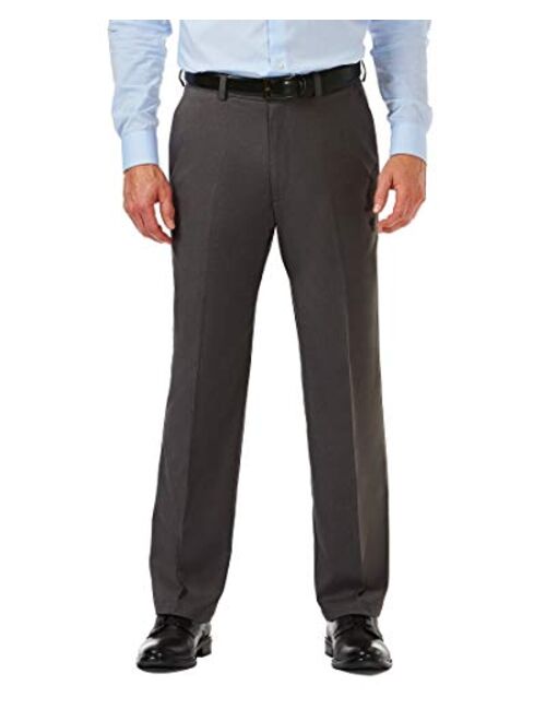 Haggar Men's Premium Comfort Classic Fit Flat Front Expandable Waist Pant, Charcoal, 38Wx32L