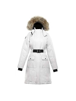 Triple F.A.T. Goose SAGA Collection | Estelle Womens Hooded Goose Down Jacket Parka with Real Coyote Fur