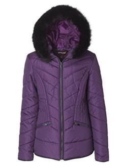 Sportoli Junior Women's Down Alternative Promo Puffer Jacket with Fur Trimmed Hood