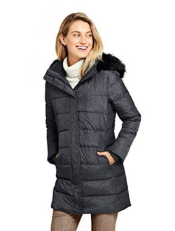 Women's Winter Long Down Coat with Faux Fur Hood