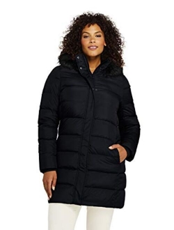 Women's Winter Long Down Coat with Faux Fur Hood