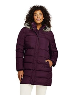Women's Winter Long Down Coat with Faux Fur Hood