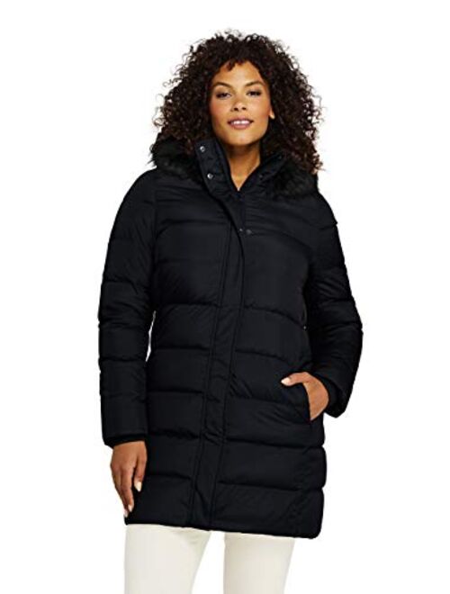 Lands' End Women's Winter Long Down Coat with Faux Fur Hood