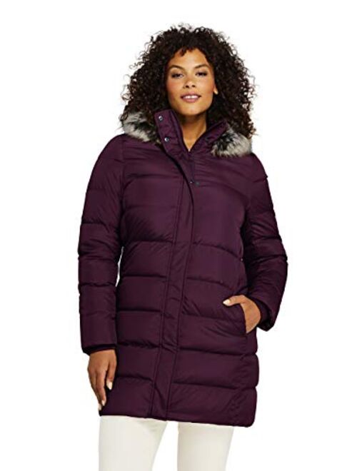 Lands' End Women's Winter Long Down Coat with Faux Fur Hood