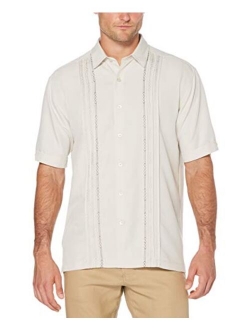 Men's Short Sleeve Cuban Camp Shirt with Contrast Insert Panels