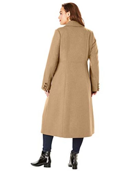 Roamans Women's Plus Size Long Wool-Blend Coat