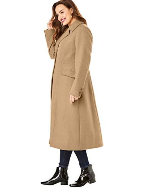 Roamans Women's Plus Size Long Wool-Blend Coat