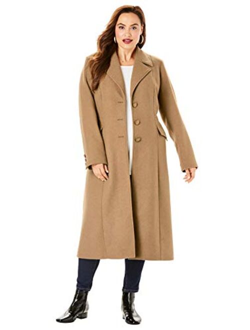 Roamans Women's Plus Size Long Wool-Blend Coat