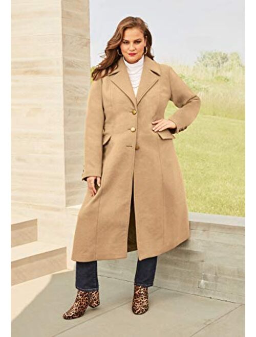 Roamans Women's Plus Size Long Wool-Blend Coat