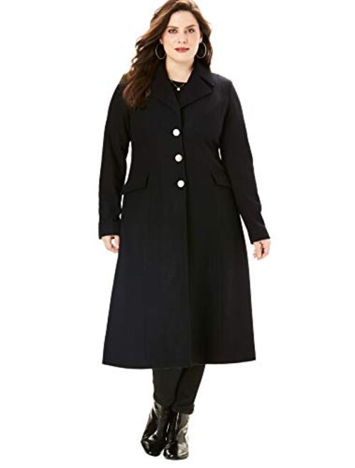 Roamans Women's Plus Size Long Wool-Blend Coat