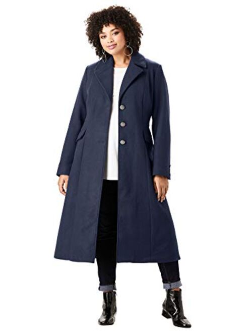 Roamans Women's Plus Size Long Wool-Blend Coat