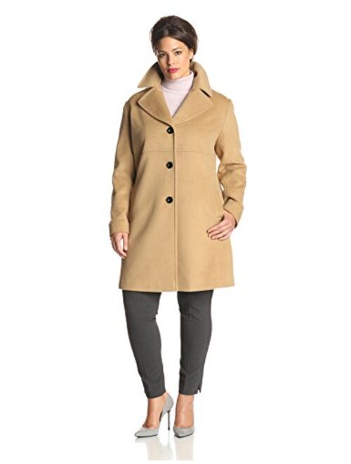 Larry Levine Women's Plus-Size Single-Breasted Wool Coat