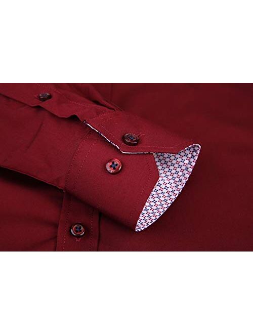 UniFashion Men's Dress Shirts Regular Fit Wrinkle Free Bamboo Fiber Long Sleeve Solid