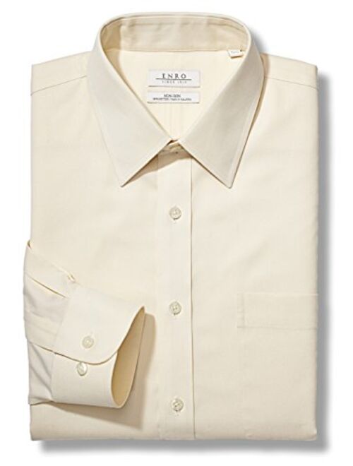 Enro Men's Long Classic Fit Solid Point Collar Dress Shirt