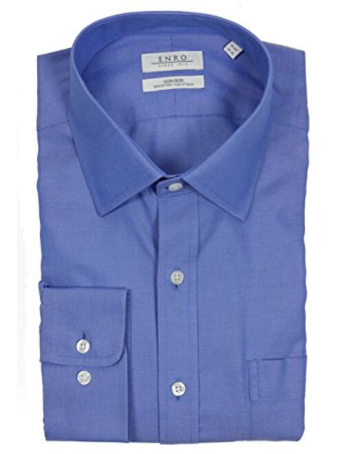 Enro Men's Long Classic Fit Solid Point Collar Dress Shirt