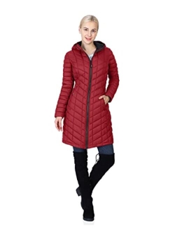 Outdoor Ventures Women's Maryan Hooded Ultra Lightweight Warm Thermolite Long Puffer Coat